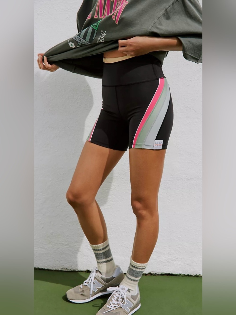 PE Nation Division One Bike Shorts size medium Anthropologie activewear Pilates